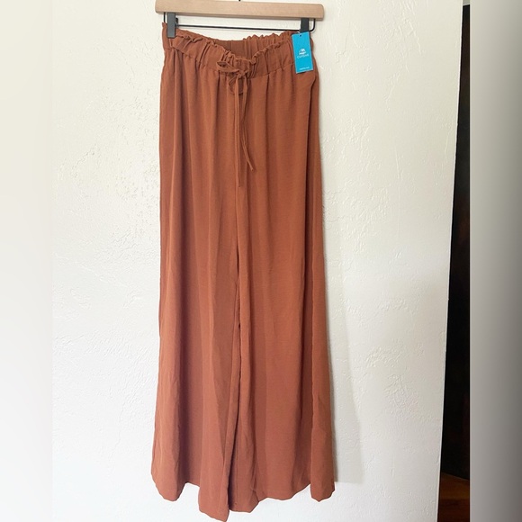 Cupshe Flowy Pants NWT Terra Cotta Color Size S Drawstring Waist - Picture 2 of 3